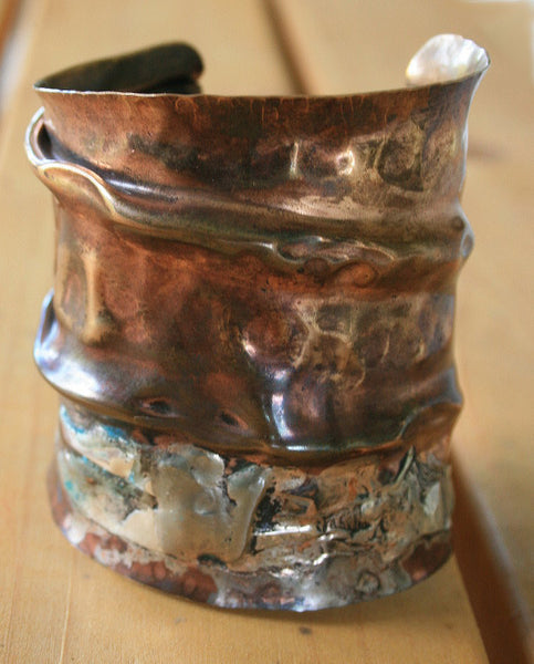 Silver Splatter Wide Bronze Cuff