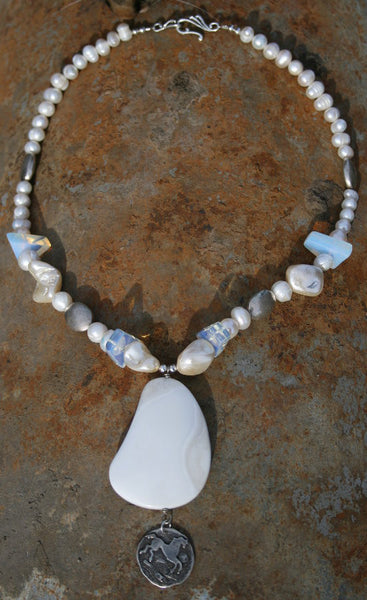 White Agate Pendant Necklace